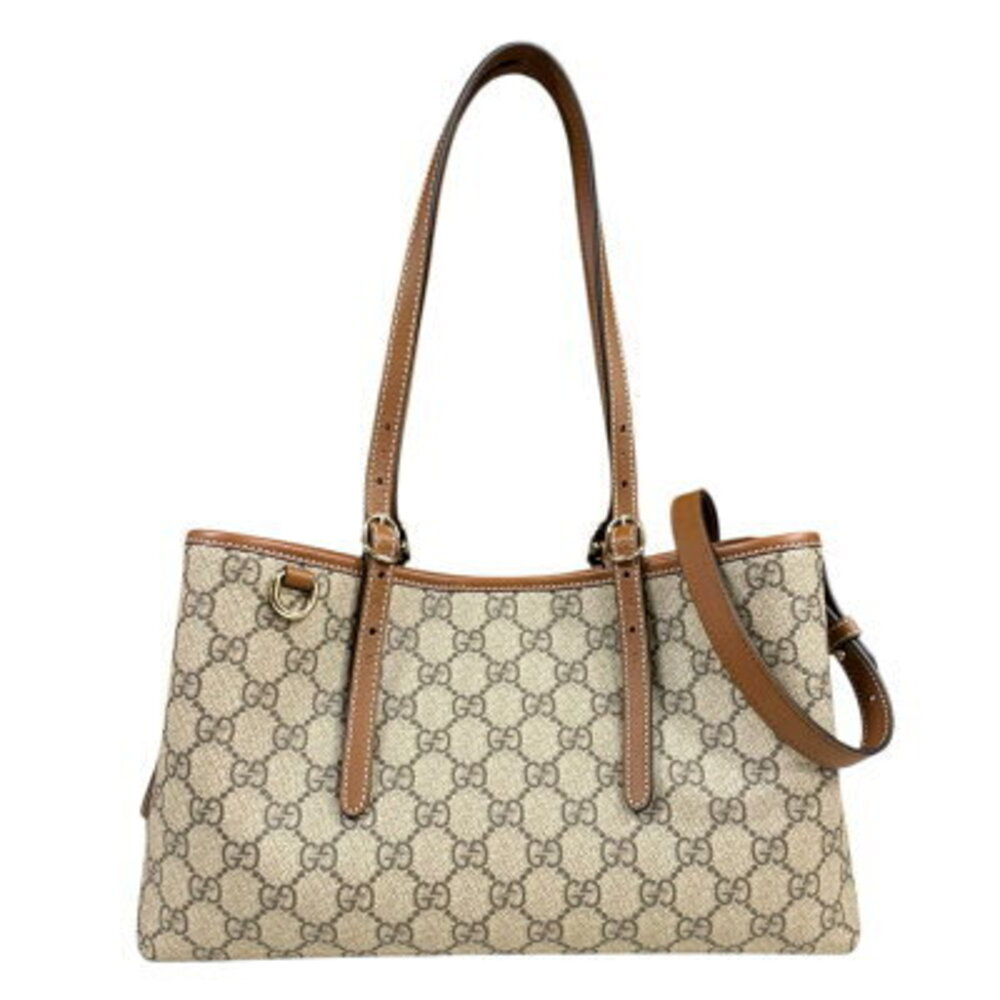 Gucci Tote Bag GG Emblem Shoulder Supreme Canvas Beige